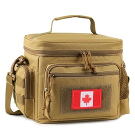 Lunch Box for Men, Tactical Lunch Bag MOLLE Webbing Leakproof Insulated Large Lunch Cooler Women Adult Meal with Adjustable Shoulder Strap Durable Lunch Pail for Work Finishing Picnic Office (Brown)