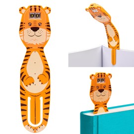 Flexilight Pal Reading Light | 2 in 1 Bookmark Book Light | LED Clip On Reading Lamp | Children and Adult Book Torch | Book Accessories | Gift for Readers, Book Lovers (Rechargeable, Tiger)