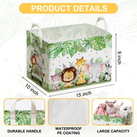 Animal Foldable Storage Boxes, Waterproof Fabric Organizer Boxes for Toys and Clothes, Cartoon Animal Storage Baskets for Nursery Room, Decorative Cube Baskets for Boys and Girls Game Room and Gifts