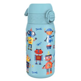 Ion8 Borraccia Inox Leggero per Bambini, 400ml, Non Isolato, a Prova di Perdite, Facile da Aprire, Serratura Sicura, Lavabile in Lavastoviglie, Facile Pulizia, Durevole e Antigraffio, Robot