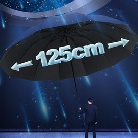 FUWEN Paraguas Plegable Reforzado, Sombrilla Grande para Lluvia y Sol, Paraguas de Bolsillo Resistente al Viento con 12 Varillas de Aleación, Protección UV y Ligero y Portátil, para Hombres y Mujeres-Caqui