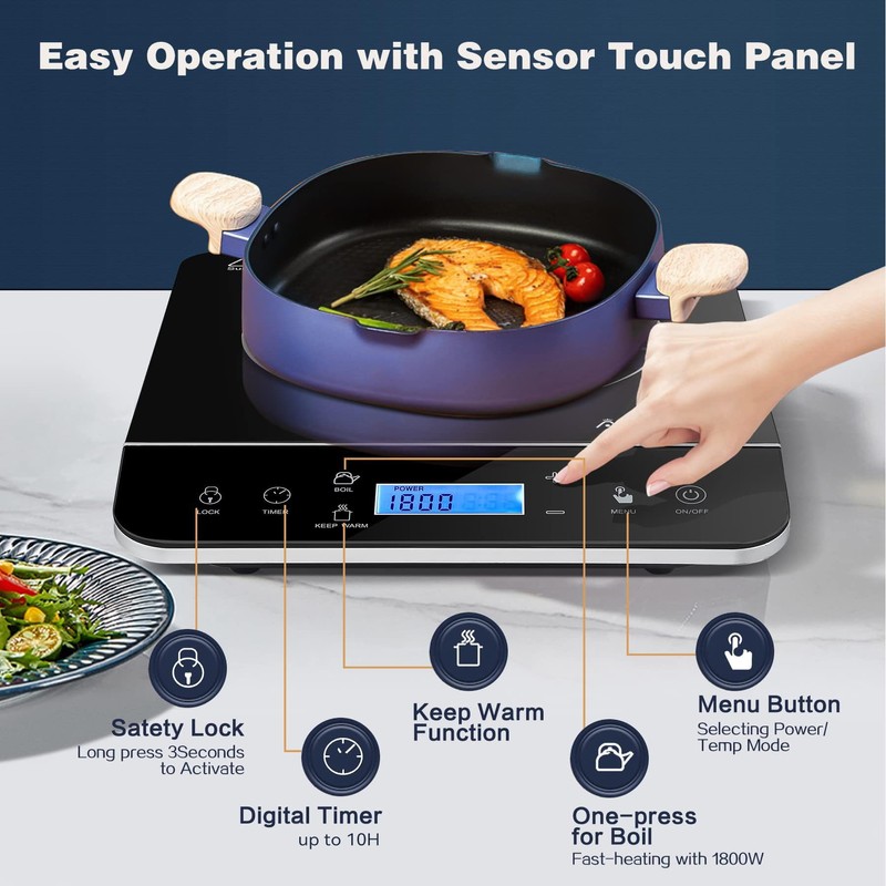 AAOBOSI Portable Induction Cooktop,1800W Induction Cooker with LCD Sensor Touch,