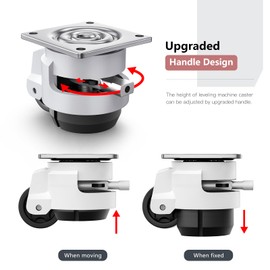 ANDUTEES Leveling Casters Heavy Duty with Upgraded Ratchet Handle Design, Adjustable Retractable Casters Set of 4, Swivel Industrial Castor Wheels for Workbench (80F, 4400 Lbs Capacity, Black)