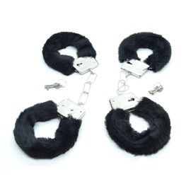 BETTER WITH FRIENDS 2 x Black Handcuffs Police Woman Police Nurse Doctor Security Guard Costume Accessories