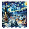 ABAKUHAUS Christmas Shower Curtain, Snow Christmas with Trees, Fabric Fabric