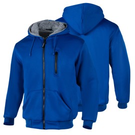 FONIRRA Hi Vis Hoodie for Men Sherpa Fleece Lined Work Sweaters High Visibility Safety Construction Jacket with Zipper (Royal,5XL)