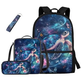 GIFTPUZZ Turtle Backpack Set for Boys Ages 5-10 - Includes Lunch Box, Pencil Case, and Long Keychain - Perfect for School Cool Keychains & Lightweight