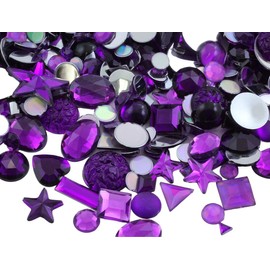 Allstarco Purple Craft Stones Bulk Pack Amethyst Purple Acrylic Flat Back Various Sizes and Shapes Cosplay Embellishments Jewelry for Jewelry Bulk (180g)
