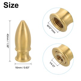 PATIKIL 16 x 40mm Lamp Finials Caps Knob, 3 Set Solid Brass Tip Lamp Shade Top Decoration Screw Cap Nuts with Brass Reducing Adapter for Table Lamps Floor Lamps