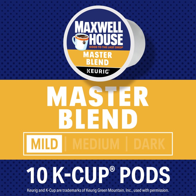 Maxwell House Master Blend Mild Roast K-Cup Coffee Pods, 10