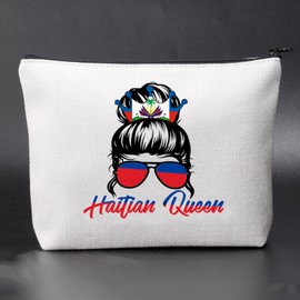 JNIAP Haiti Cosmetic Bag Haitian Gift For Women Haitian Queen Makeup Zipper Pouch Haiti Souvenir Gift Haitians Flag Pride Bag