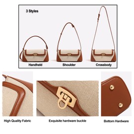 Wivmypog Small Shoulder Bag for Women Retro PU Leather Clutch Bag Top Handle Hobo Tote Clutch Handbag Purse with Buckle Closure, light brown