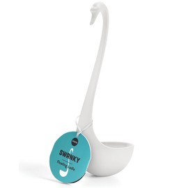 OTOTO Swanky Swan Soup Ladle- Silicone Soup Spoon, BPA-Free, Heat Resistant Soup Ladles For Serving & Cooking - Cute Kitchen Accessories, Unique Kitchen Gifts, Fun Cooking Gadgets (White)
