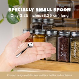 Small Spoons for Spice Jars 8 Pcs Mini Spoons Set, 3.25 Inch SUS 304 Stainless Steel Tiny Spoon for Spices, Salt, Pepper, Condiment, Sugar, Honey, Coffee (Silver)