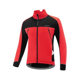 baleaf Men's Winter Jacket Windproof Softshell Thermal Warm Pockets Cycling Running Mountain Biking Cold Weather Gear, red M