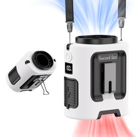 Socool Portable Waist Fan Clip on Wearable Belt 5000mAh Rechargeable Personal Fans, 25H Shirt Fan Cooling, 4 Speeds 13000RPM Battery Operated, Neck Fan Hanging for Outdoor Camping Travel Jobsite