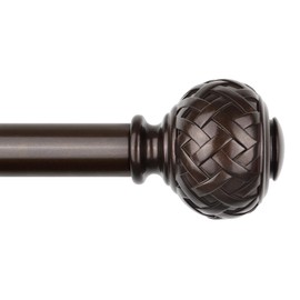 TONIAL Bronze Curtain Rod 32 to 58 Inches, 7/8 Adjustable Curtain Rods for Windows 20 to 54 Inches, Splicing Drapery Rods Heavy Duty with Netted Texture Finials