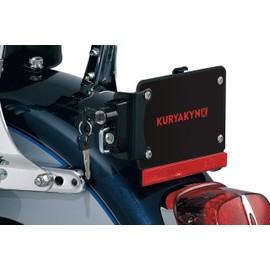 Kuryakyn 4248 Motorcycle Accessory: License Plate Helmet Security Lock with Mount, Universal Fit for Motorcycles with Flat Brackets , Black