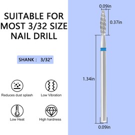 C12rtive Medium Nail Drill Bits Diamond Carbide Spiral FrameCuticle Remover Bit,3/32" Shank,Professional Diamond Carbide Nail Drill Bit for Acrylic Gel Nails,Home Salon & DIY(Medium)