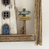 Framed Coastal Lighthouse Wall Decor Rustic Wood Hanging Rectangle Nautical