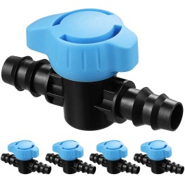 Gardrip 5 Pack 1/2 Inch Drip Irrigation Valve: 1/2 in. in-Line Shut Off Valve...