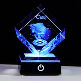3D Crystals Taurus Zodiac Astrology Gifts For Women Men,Taurus Glass Figurine Decor Constellation Stuff April May Birthday Gifts For Girlfriend Woman Aunt Wife Keepsake Sign Symbolic Energy: Possess