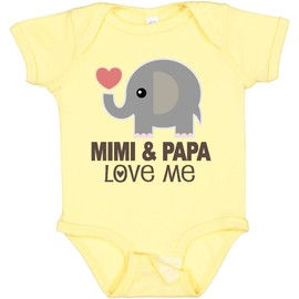 inktastic Mimi and Papa Love Me Elephant Baby Bodysuit Newborn Banana 33804