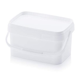 Bucket 5.6 L Rectangular x 5 L Food Safe Stackable Plastic Bucket 5 Litres White