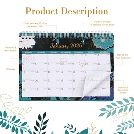 EOAMGO Desk Calendar 2025 UK, Desktop Calendar UK, 2025 Month to View Desktop Office Table Calendar (Jan. 2025 - Dec. 2025, 9.06" x 8.46"，Black)
