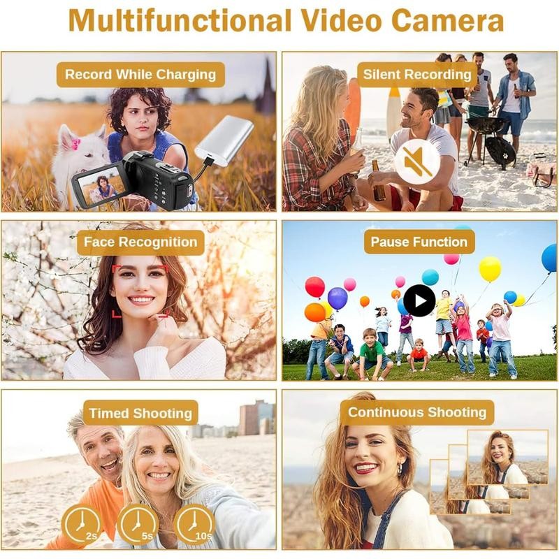 Video Camera Camcorder, Full HD 1080P Camcorder 48MP 16X Digital