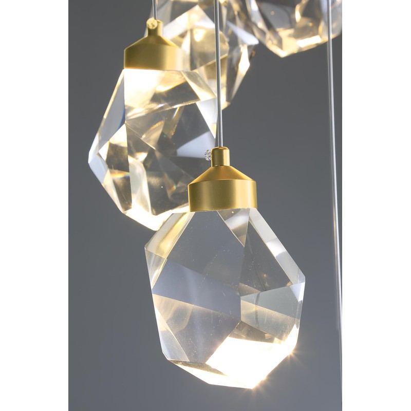IDEQUY 1-Light Gold Pendant Light Fixtures,Mini Crystal Chandelier for Entyway