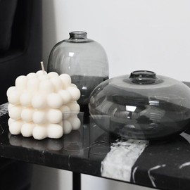 - Juego de 4 fundas de vidrio cilíndricas para velas, portavelas de vidrio, fundas para velas de vidrio con forma de menorah, cilíndrica, de borosilicato alto