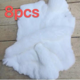 Unbranded 8x White Naturally Skin Rabbit  Fur Skin Tanned Leather Hides Craft Pelts Decor