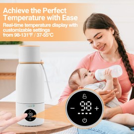 Portable Bottle Warmer for Travel - Fast Heat Travel Bottle Warmer for Breastmilk, USB Calentador De Biberones on The Go17oz 12H Baby Bottle Milk Warmer - Wireless Car Bottle Water Warmer, Orange