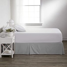 King Bed Skirt 18 Inch Drop Split Corner 100% Egyptian Cotton Luxury- 600 Thread Count Tailored 1 PC Bed Skirt King 76X80 Size Silver Grey 18 Inch Drop/Fall Easy to Wash Wrinkle & Fade Resistance