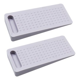 Rubber Floor Doorstop with Non-Slip Base (9.4 x 4 x 2 cm) - for Floors, Carpets, Tiles and Wood, Grey (Pack of 2)