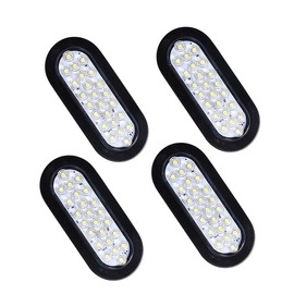 NPAUTO 6" Oval LED Trailer Lights 24 White LED Reverse Backup Lights Waterproof Trailer Stop Turn Tail Light for RV Trucks (4)
