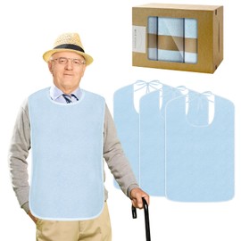 VMEECARL 3 Pack Adult Bibs for Men and Women Reusable Bibs for Adult Eating Waterproof & Machine Washable Clothing Protector Large Bids for Elderly Gifts for Seniors
