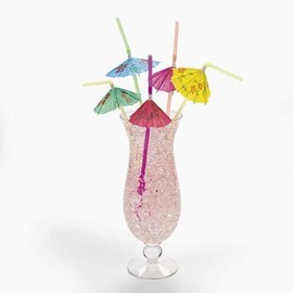 Fun Express Umbrella Parasol Straws (48 pc)-Luau, Tropical Drink Straws, Party Decorations