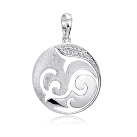 Materia Women's Necklace Pendant Round 925 Silver Pendant Ornaments with Chain Matt + Rhodium Plated in Jewellery Box, Dimensions:, Cubic Zirconia