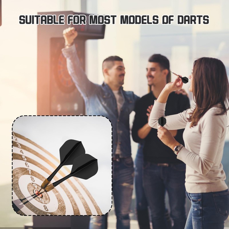 BFSYRR Dart Flights, Dart Flights and Stems, 8 Pack Black
