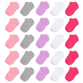 GENTABY Girls Socks Toddler Ankle Socks - 25 Pairs Low Cut Colorful Running Athletic Socks for 2-4 Year Girls