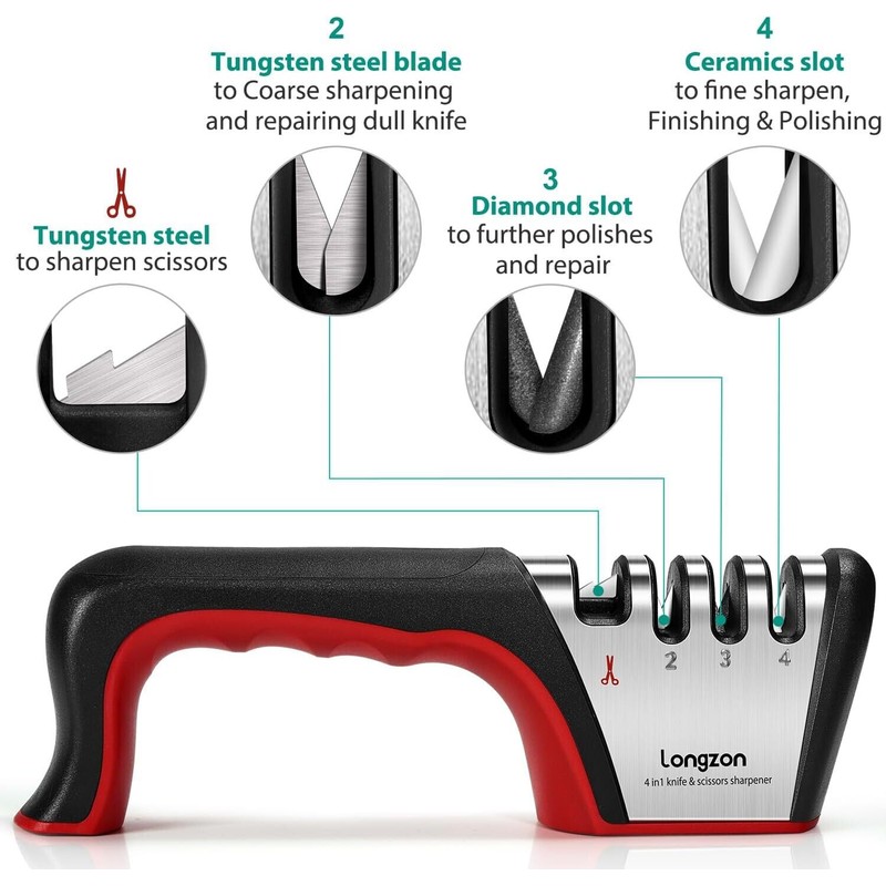 Mueller 4-in-1 Knife Sharpener [4 Stage] with a Pair of