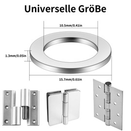 Set of 40 fitting rings for room doors, diameter 10 mm x 16 mm, door washers, door hinge, stainless steel washers, assortment for standard room doors, mounting rings