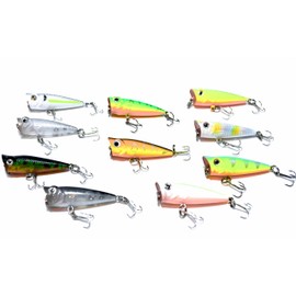 Creek Edge Bass Mini Popper Vibration, 10 Pieces, 2.0 inches (50 mm), 0.16 oz (4.2 g), Bakufishing