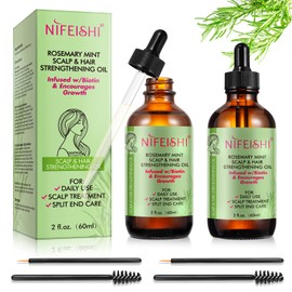 Rosemary Oil Hair, Pack of 2 Rosemary Oil for Hair Growth, 100% Pure Rosemary Essential Oil for Hair Care, Nourishes the Scalp, Eyebrows and Eyelash Growth, 60 ml