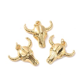 10pcs 18K Real Gold Plated Cow Head Charm - Brass Cattle 3D Ox Animal Bull Head for Jewelry Making Bracelets Necklace Bulk