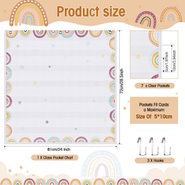 Blosssound Standard Pocket Chart Daily Schedule Pocket Chart with 3 Hanging Hooks for Classroom Home School Office Sentence Strips Calendar Reusable Supplies (Boho)