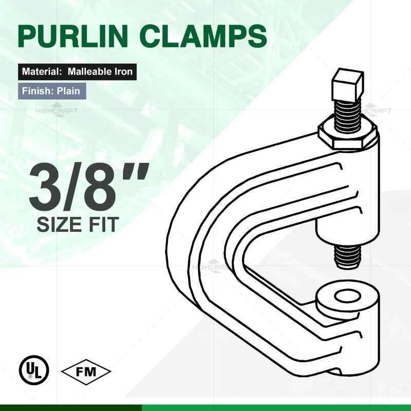 Highcraft PCLMPPL38-5 Heavy Duty Industrial Purlin Beam Clamp for 3/8''