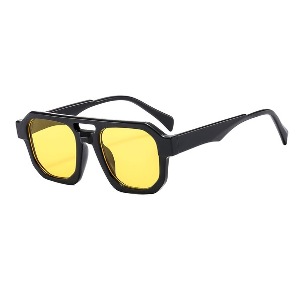 LJCZKA Retro Double Bridge Sunglasses for Men and Women, Classic 70s Sunglasses Aviator Glasses with UV400 Protection, Black #1